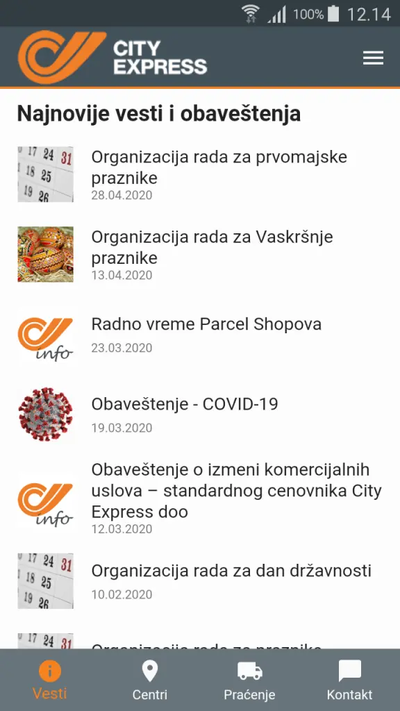 Android aplikacija - snimak ekrana 1